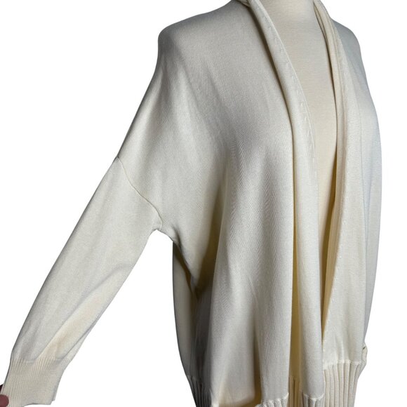 Michael Kors Womens Open Front Cardigan Sweater‎ Medium Ivory Cotton & Rayon - Picture 3 of 11